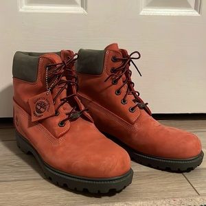 Red Timberland boots